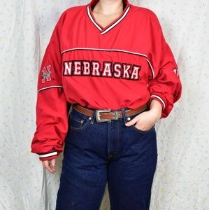 Vintage Red Graphic Nebraska Wind Breaker